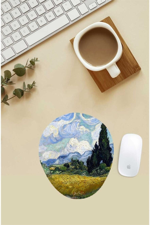 Van Gogh Green Field Desenli Bilek Destekli Mouse Pad