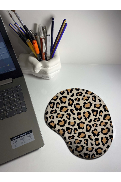 Leopar Desenli Bilek Destekli Mouse Pad