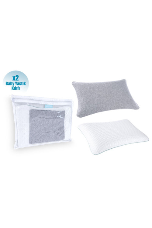 Bebek Yastığı Kılıfı 50x32x6cm Beyaz/gri