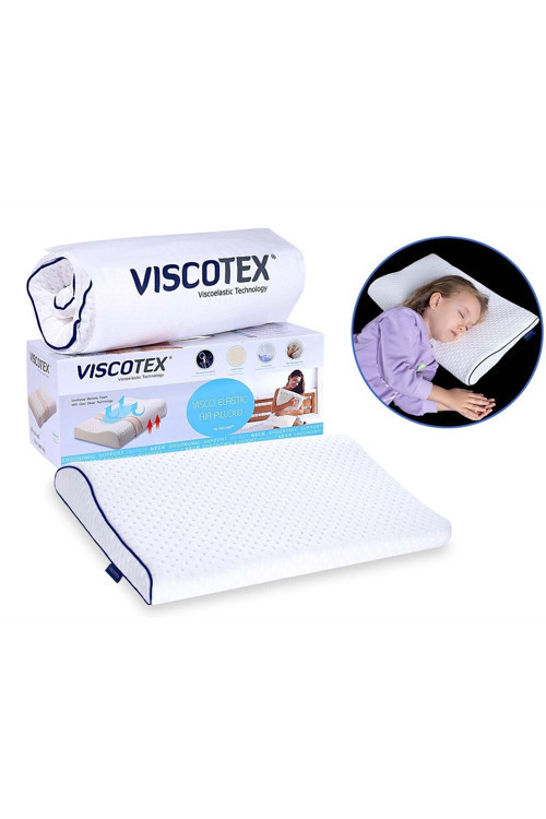 Visco Boyun Destekli Ortopedik Bebek Yastığı 50x30x6/4 Cm, Beyaz