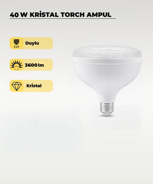40W Kristal Torch Led Ampul Beyaz Işık