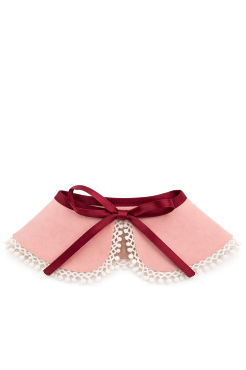 Vintage Tarz Kurdeleli Pembe Kız Çocuk Yakalık