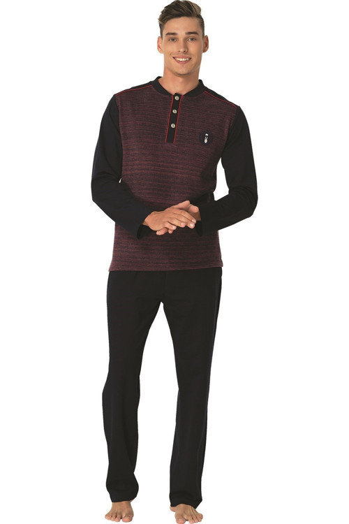 Mecit 2703 Bordo Selanik Örme Erkek Pijama Takımı