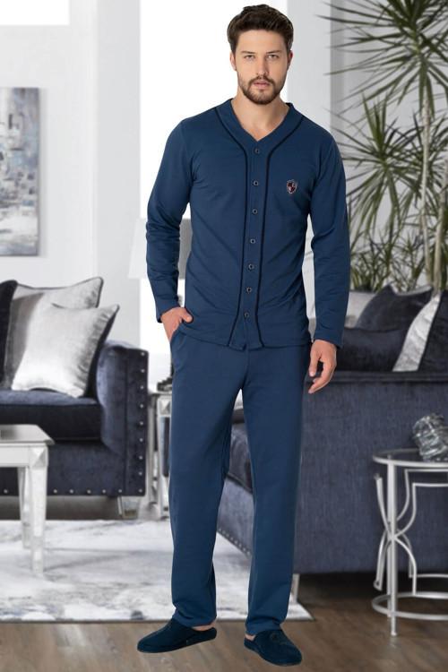 Mecit 2764 İndigo Büyük Beden Erkek Pijama Takımı