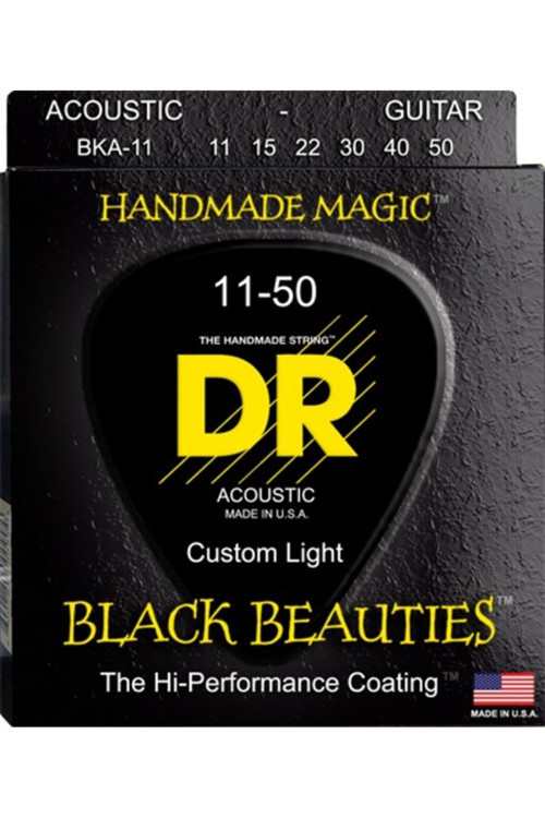 BKA-11 Black Beauties Siyah Akustik Gitar Teli (Custom Light 11-50)