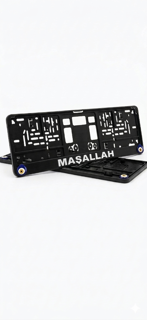 Çıta Montajlı Maşallah Baskılı Siyah Plaka Altlığı