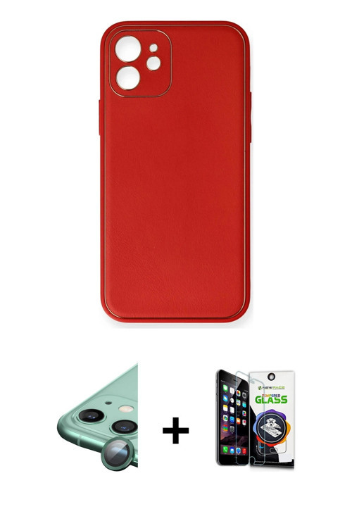 ieg™ iPhone 12 Mini Kılıf Yadigar Klasik - Şeffaf Temperli Cam Ekran Koruyucu + Yeşil Raze Metal Kam