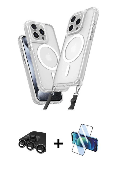 ieg™ iPhone 15 Pro Max Kılıf Atlas Doku Koleksiyonu - Siyah 3D Antistatik Cam Ekran Koruyucu + Titan