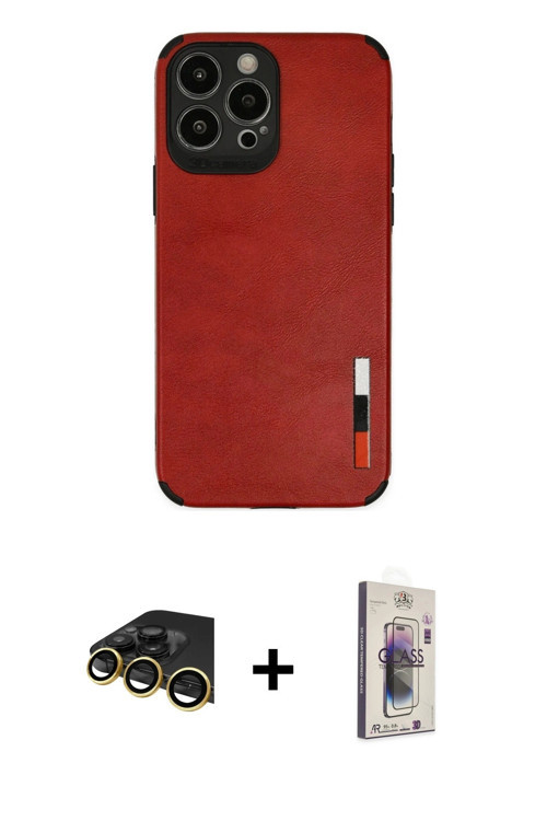 ieg™ iPhone 13 Pro Max Kılıf Doruk Asil Koleksiyonu - Siyah Bilvis 3D Cam Ekran Koruyucu + Gold Raze