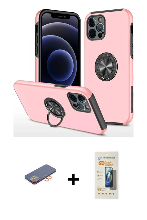 ieg™ iPhone 12 Pro Max Kılıf Odak Form Prime - Siyah 6D Mat Seramik Hayalet Nano Ekran Koruyucu + Tu