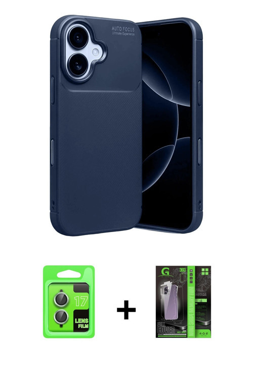 ieg™ iPhone 17 Kılıf Eksen Form Prime - Siyah 360 Mat Full Body Arka Koruyucu + Açık Yeşil Raze Meta