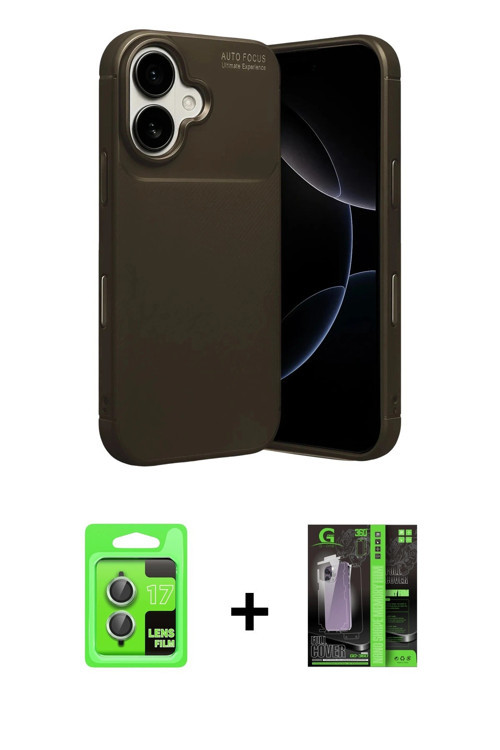 ieg™ iPhone 17 Kılıf Eksen Form Prime - Siyah 360 Mat Full Body Arka Koruyucu + Açık Yeşil Raze Meta