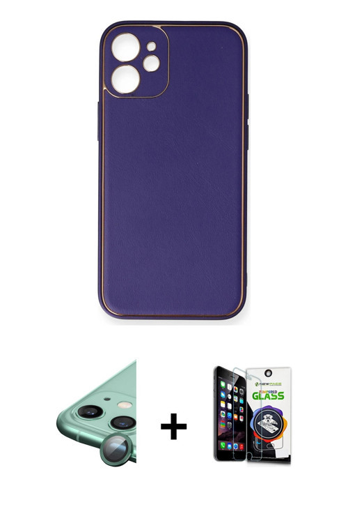 ieg™ iPhone 12 Mini Kılıf Yadigar Klasik - Şeffaf Temperli Cam Ekran Koruyucu + Yeşil Raze Metal Kam
