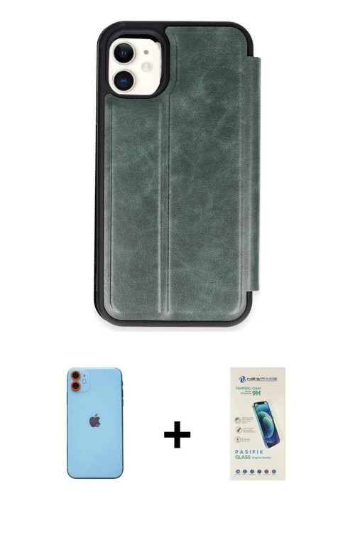ieg™ iPhone 11 Kılıf Zirve Yansıma Serisi - Şeffaf Pasifik Cam Ekran Koruyucu + Turuncu Neon Fosforl