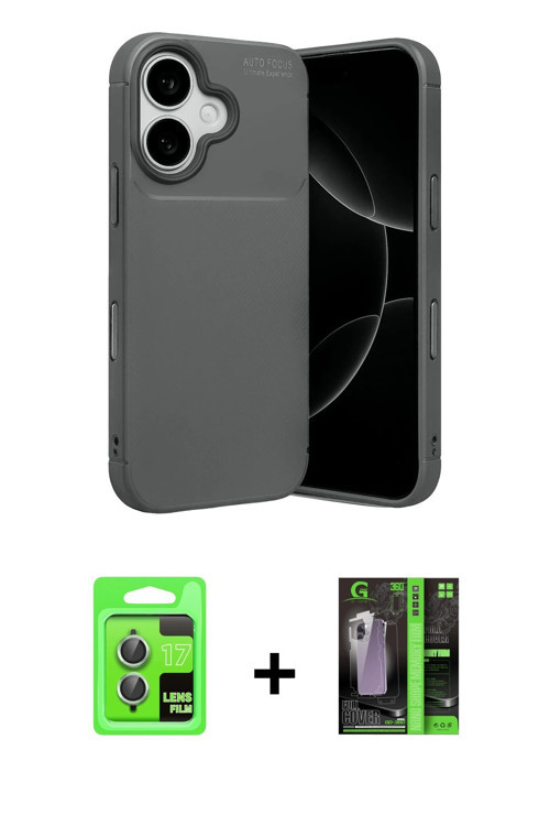 ieg™ iPhone 17 Kılıf Eksen Form Prime - Siyah 360 Mat Full Body Arka Koruyucu + Açık Yeşil Raze Meta