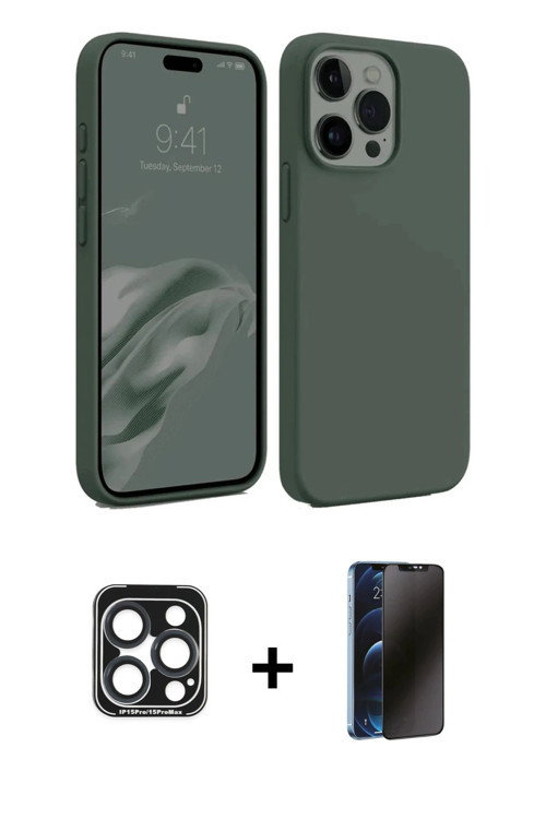 ieg™ iPhone 15 Pro Max Kılıf Kozmos Yansıma Özel Seri - Siyah 3D Antistatik Hayalet Cam Ekran Koruyu