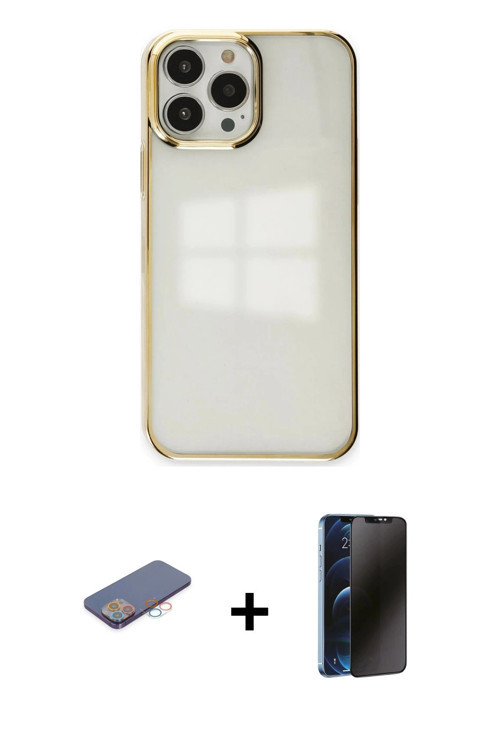 ieg™ iPhone 13 Pro Max Kılıf Doruk Doku Prime - Siyah 3D Antistatik Hayalet Cam Ekran Koruyucu + Pem