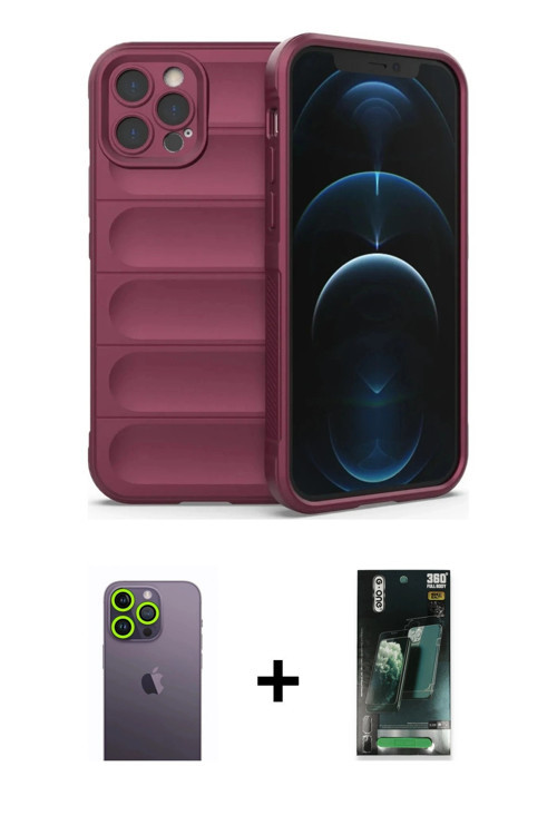 ieg™ iPhone 12 Pro Kılıf Atlas Koleksiyonu - Şeffaf 360 Full Body Arka Koruyucu + Yeşil Neon Fosforl