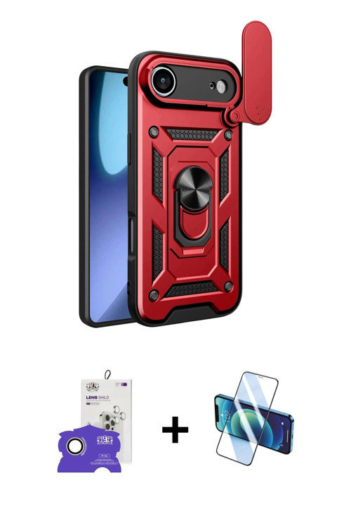 ieg™ iPhone 17 Air Kılıf Ahenk Klasik - Siyah 3D Antistatik Cam Ekran Koruyucu + Gold Bilvis Titan K