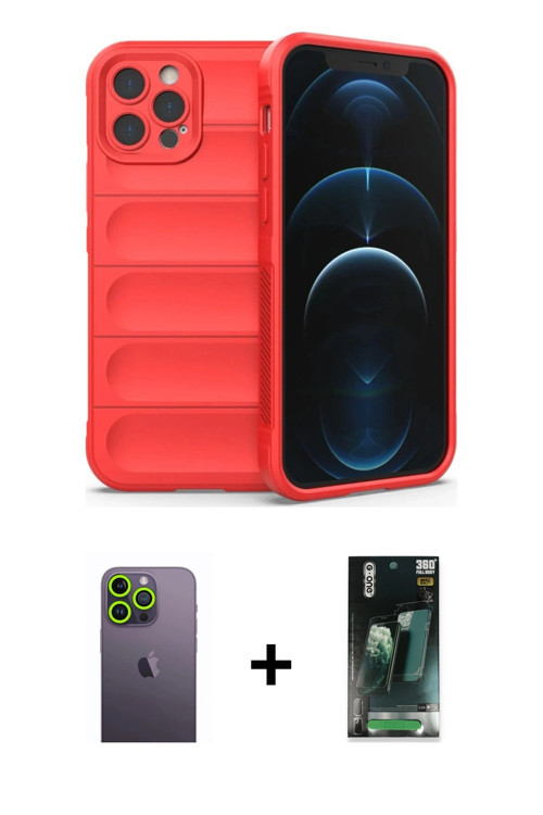ieg™ iPhone 12 Pro Kılıf Atlas Koleksiyonu - Şeffaf 360 Full Body Arka Koruyucu + Yeşil Neon Fosforl