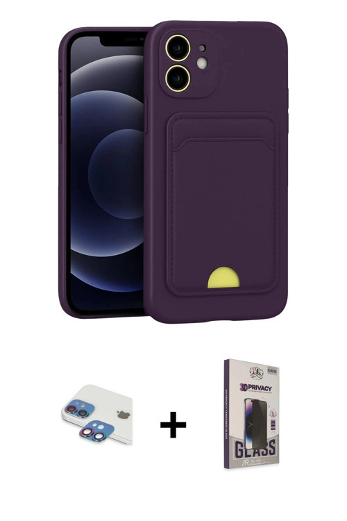 ieg™ iPhone 11 Kılıf Vadi Çizgi Prime - Siyah Bilvis Hayalet Cam Ekran Koruyucu + Gökkuşağı Pers Alü