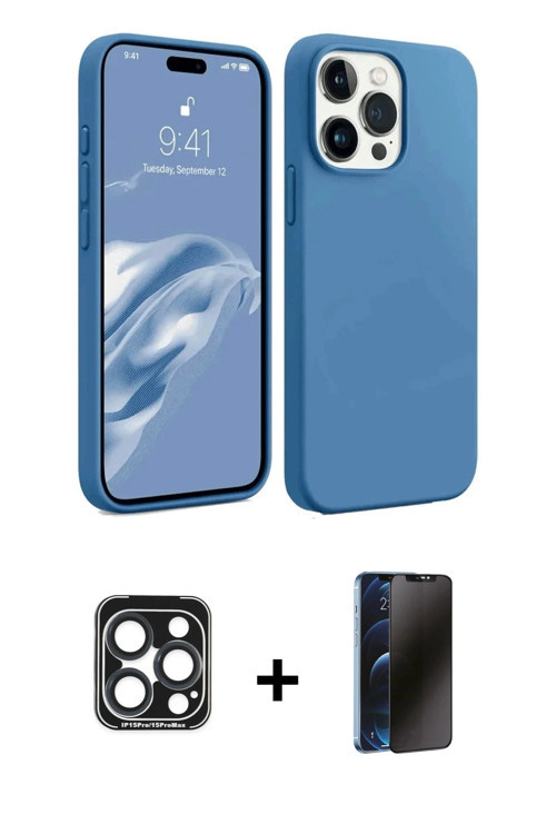 ieg™ iPhone 15 Pro Max Kılıf Kozmos Yansıma Özel Seri - Siyah 3D Antistatik Hayalet Cam Ekran Koruyu