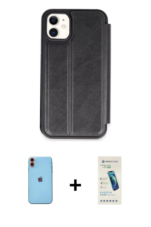 ieg™ iPhone 11 Kılıf Zirve Yansıma Serisi - Şeffaf Pasifik Cam Ekran Koruyucu + Turuncu Neon Fosforl