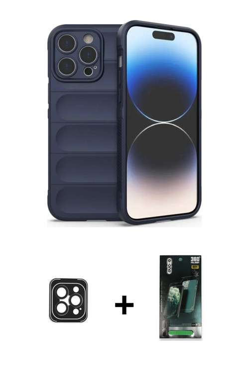 ieg™ iPhone 16 Pro Max Kılıf Atlas Koleksiyonu - Siyah 360 Mat Full Body Arka Koruyucu + Siyah PVD M