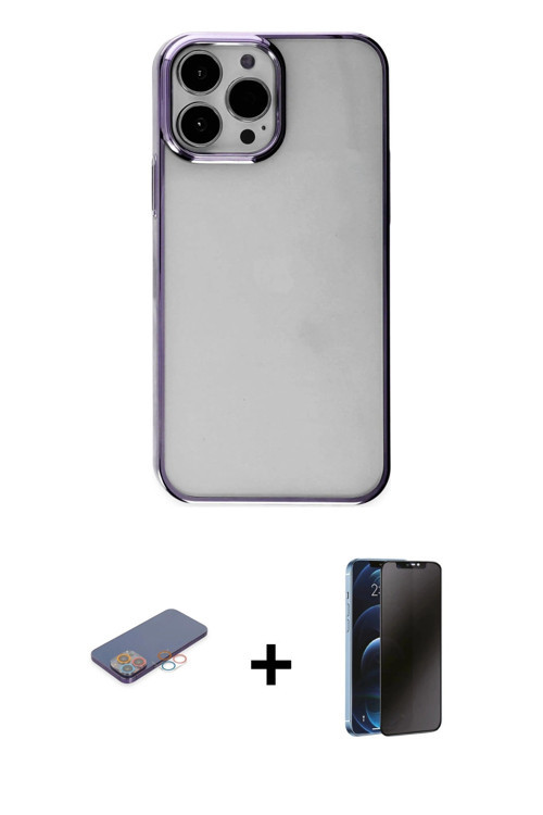 ieg™ iPhone 13 Pro Max Kılıf Doruk Doku Prime - Siyah 3D Antistatik Hayalet Cam Ekran Koruyucu + Pem