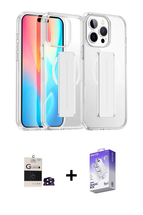 iPhone 14 Pro Max Kılıf Nova Işık Koleksiyonu - Siyah Bilvis 5in1 3D Magic Cam Ekran Koruyucu +