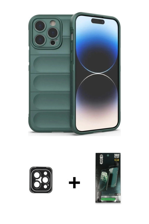 ieg™ iPhone 16 Pro Max Kılıf Atlas Koleksiyonu - Siyah 360 Mat Full Body Arka Koruyucu + Siyah PVD M