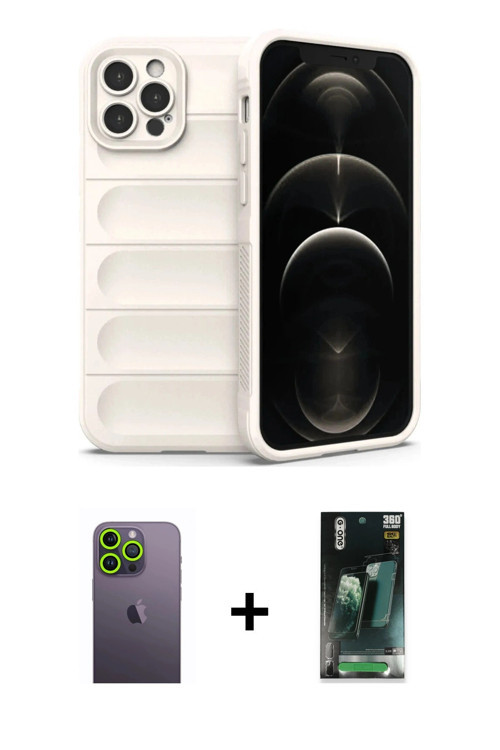 ieg™ iPhone 12 Pro Kılıf Atlas Koleksiyonu - Şeffaf 360 Full Body Arka Koruyucu + Yeşil Neon Fosforl