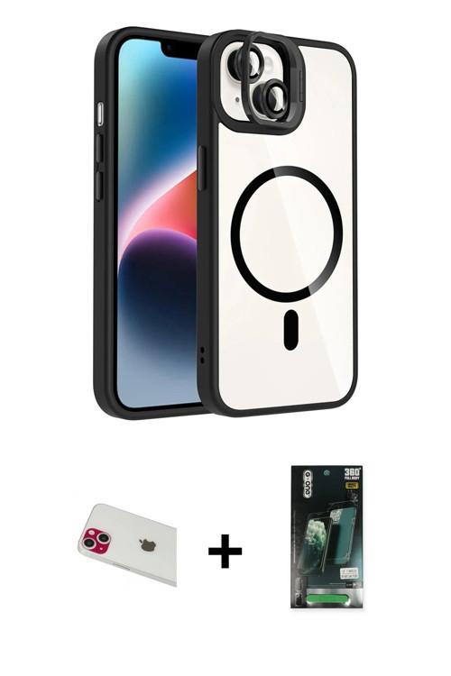 ieg™ iPhone 13 Kılıf Yadigar Asil Koleksiyonu - Şeffaf 360 Full Body Arka Koruyucu + Kırmızı Rainbow