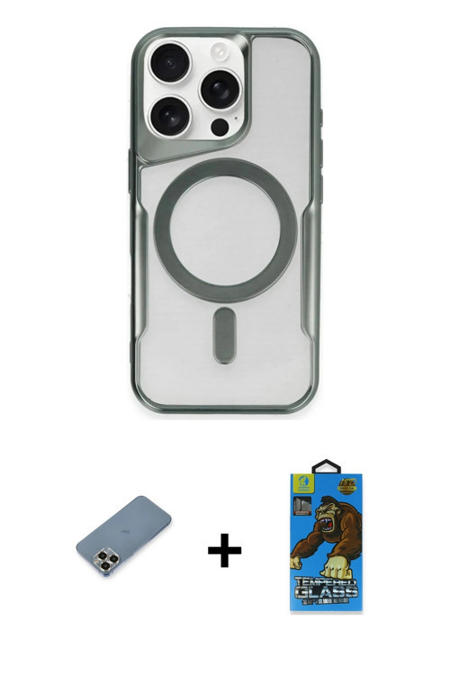 ieg™ iPhone 11 Pro Max Kılıf Yadigar Klasik Özel Seri - Siyah 18D Cam Ekran Koruyucu + Gold Metal Ka