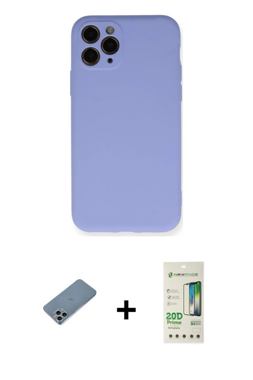 ieg™ iPhone 11 Pro Kılıf Ahenk Serisi - Siyah 20D Premium Cam Ekran Koruyucu + Sierra Blue Shine Kam