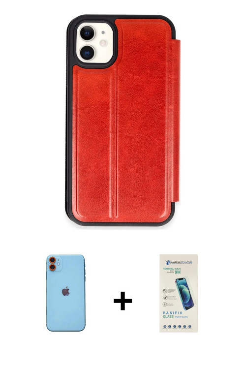 ieg™ iPhone 11 Kılıf Zirve Yansıma Serisi - Şeffaf Pasifik Cam Ekran Koruyucu + Turuncu Neon Fosforl