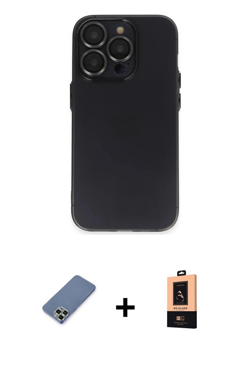 ieg™ iPhone 13 Pro Max Kılıf Ufuk Minimal Özel Seri - Şeffaf Maxco Cam Ekran Koruyucu + Açık Yeşil M