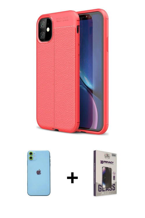 ieg™ iPhone 11 Kılıf Doruk Klasik Özel Seri - Siyah Bilvis Hayalet Cam Ekran Koruyucu + Yeşil Neon F