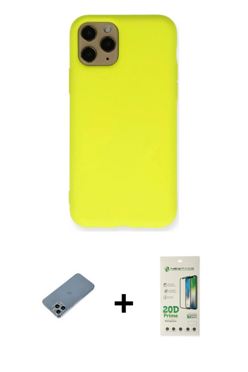 ieg™ iPhone 11 Pro Kılıf Ahenk Serisi - Siyah 20D Premium Cam Ekran Koruyucu + Sierra Blue Shine Kam
