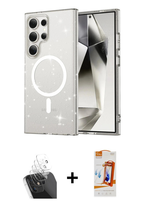 ieg™ Galaxy S24 Ultra Kılıf Nova Asil Prime - Siyah AutoKit 5in1 Fiber Polymer Nano Ekran Koruyucu +