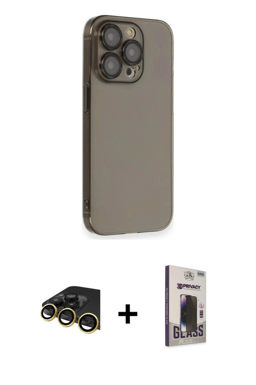 ieg™ iPhone 13 Pro Max Kılıf Siluet Minimal Özel Seri - Siyah Bilvis Hayalet Cam Ekran Koruyucu + Go