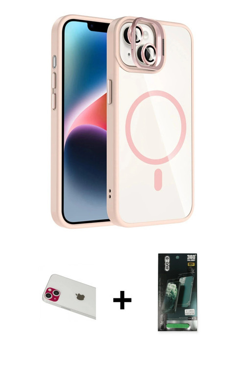 ieg™ iPhone 13 Kılıf Yadigar Asil Koleksiyonu - Şeffaf 360 Full Body Arka Koruyucu + Kırmızı Rainbow