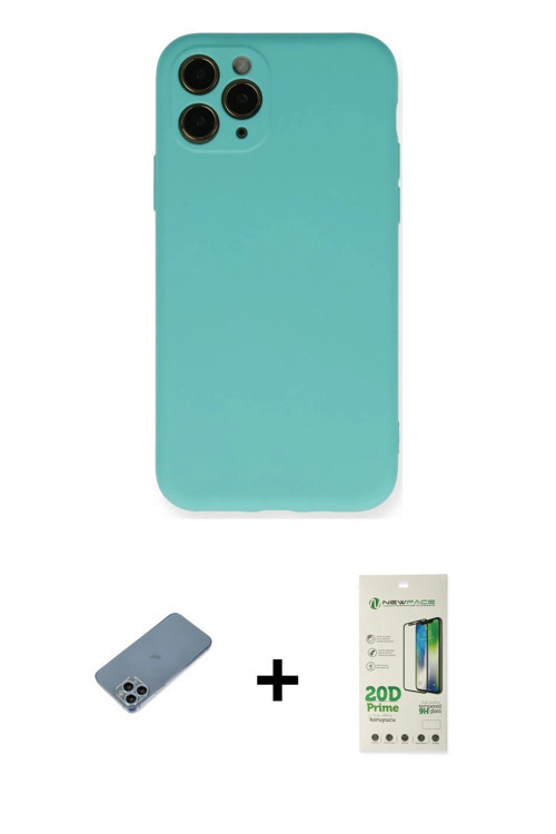 ieg™ iPhone 11 Pro Kılıf Ahenk Serisi - Siyah 20D Premium Cam Ekran Koruyucu + Sierra Blue Shine Kam