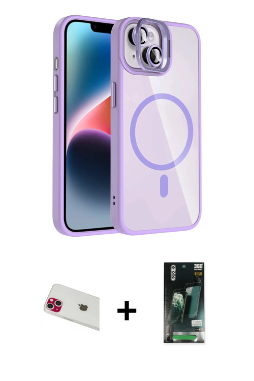 ieg™ iPhone 13 Kılıf Yadigar Asil Koleksiyonu - Şeffaf 360 Full Body Arka Koruyucu + Kırmızı Rainbow