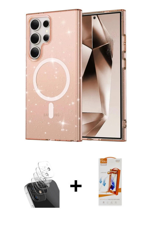 ieg™ Galaxy S24 Ultra Kılıf Nova Asil Prime - Siyah AutoKit 5in1 Fiber Polymer Nano Ekran Koruyucu +