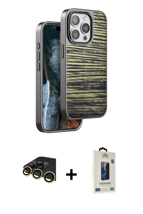 ieg™ iPhone 14 Pro Max Kılıf Atlas Minimal Özel Seri - Siyah Bilvis Hayalet Cam Ekran Koruyucu + Gol