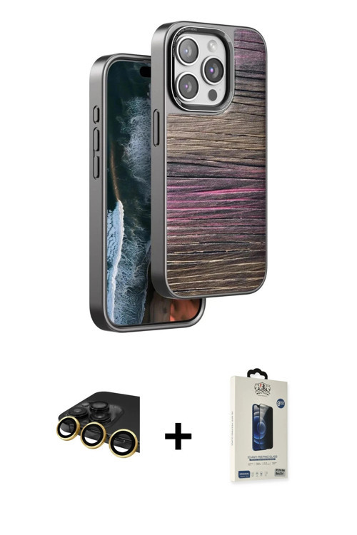 ieg™ iPhone 14 Pro Max Kılıf Atlas Minimal Özel Seri - Siyah Bilvis Hayalet Cam Ekran Koruyucu + Gol