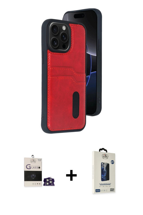 ieg™ iPhone 14 Pro Max Kılıf Yörünge Işık Serisi - Siyah Bilvis Hayalet Cam Ekran Koruyucu + Gümüş B