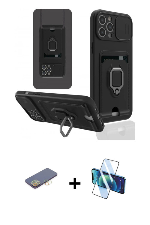 ieg™ iPhone 12 Pro Max Kılıf Vadi Form Prime - Siyah 3D Antistatik Seramik Nano Ekran Koruyucu + Sar