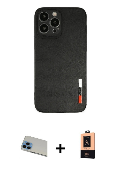 ieg™ iPhone 13 Pro Max Kılıf Doruk Asil Koleksiyonu - Şeffaf Maxco Cam Ekran Koruyucu + Mavi Rainbow